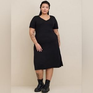 Torrid Black Midi Original Super Soft Dress w Pockets & Side Slits Sz 2X NWT
